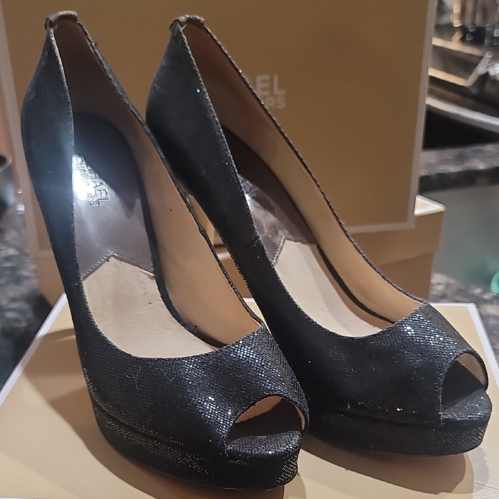 Elegant Black Peep-Toe Heels